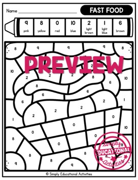 October preschool math coloring page activity color by number