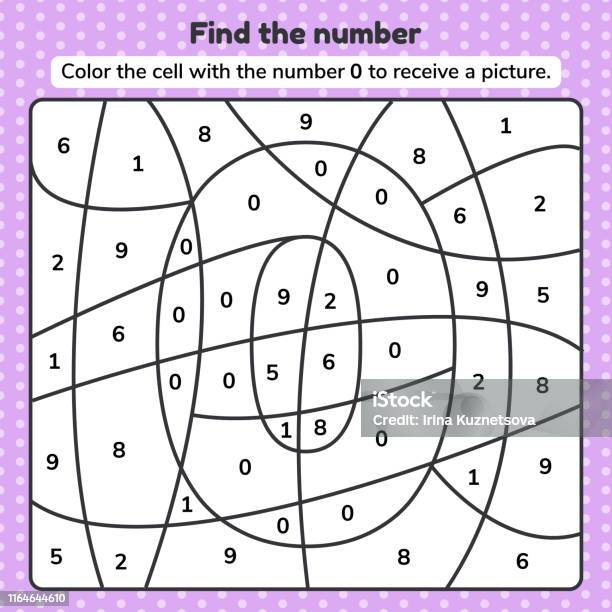 Coloring book number for kids worksheet for preschool kindergarten and school age stock illustration