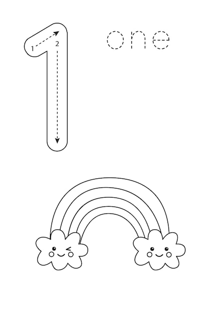 Kids numbering coloring page vectors illustrations for free download