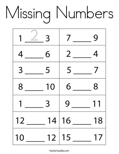Missing numbers coloring page
