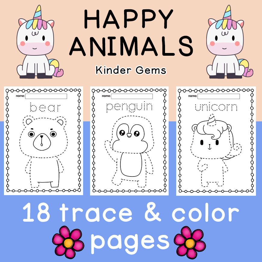 Animals writing practice worksheets coloring pages kindergarten preschool made by teachers
