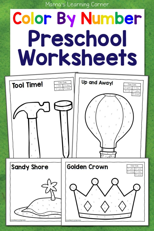 Color by number preschool worksheets