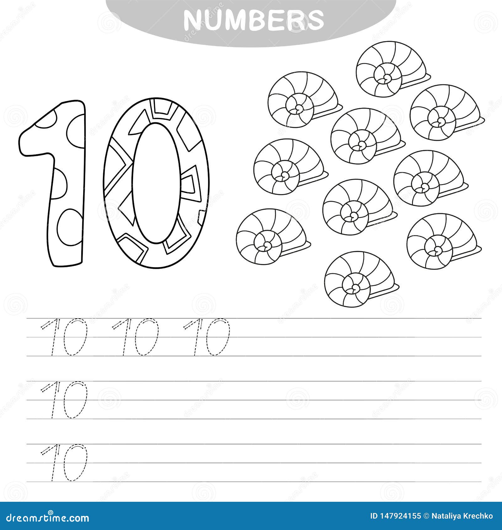 Learning numbers coloring book for preschool children stock vector
