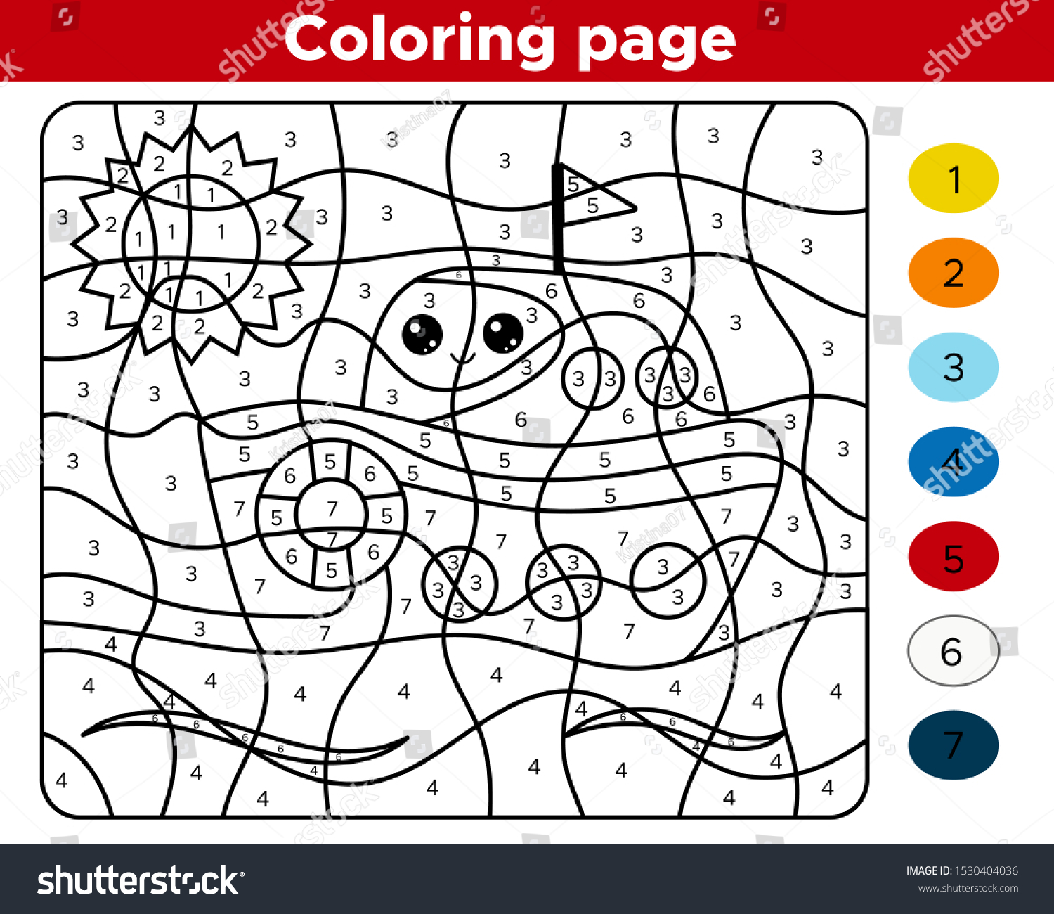 Number coloring page preschool children cute stock vector royalty free