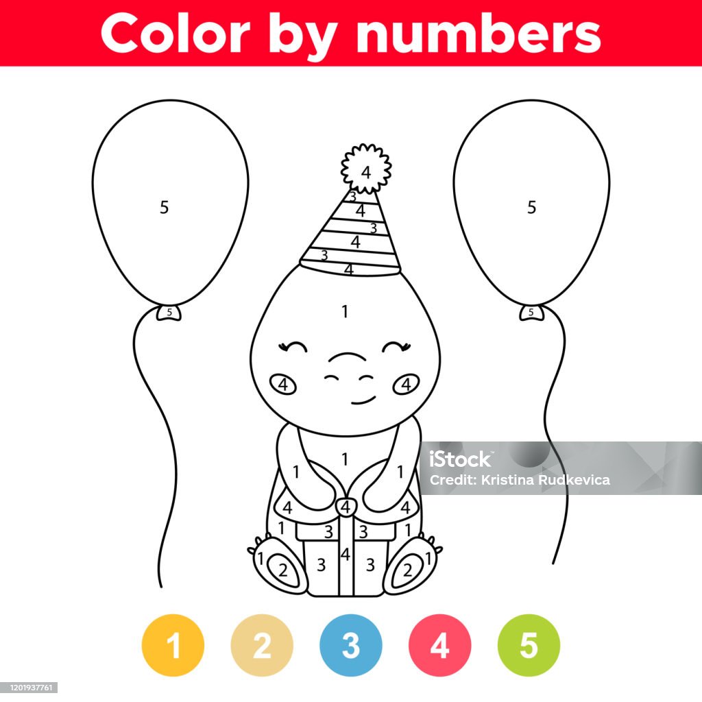 Number coloring page for preschool children stock illustration