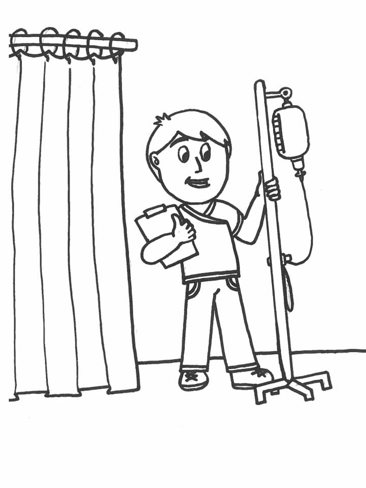 Munity helper male nurse coloring page