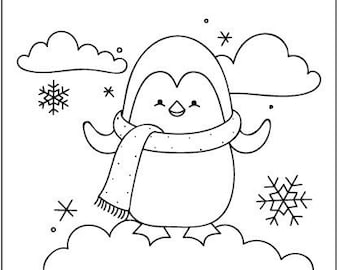 Funny looking penguins coloring pages with a title page