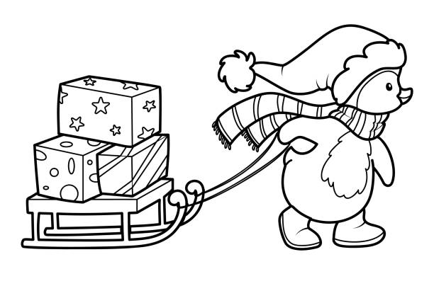 Christmas penguin coloring pages stock illustrations royalty