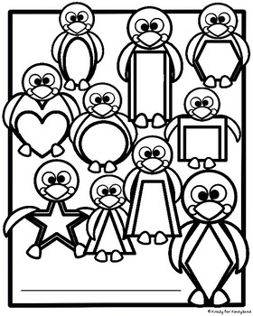 Penguin shape coloring pages winter booklet preschool kindergarten first