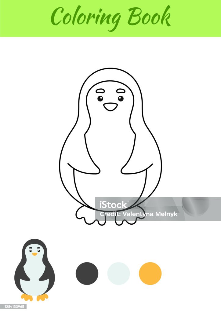 Coloring page happy penguin coloring book for kids educational activity for preschool years kids and toddlers with cute animal flat cartoon colorful vector illustration stock illustration