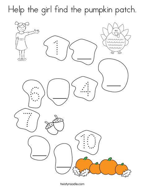 Help the girl find the pumpkin patch coloring page