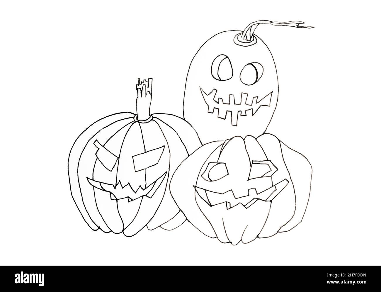 Halloween pumpkin outline black and white for coloring stock photo
