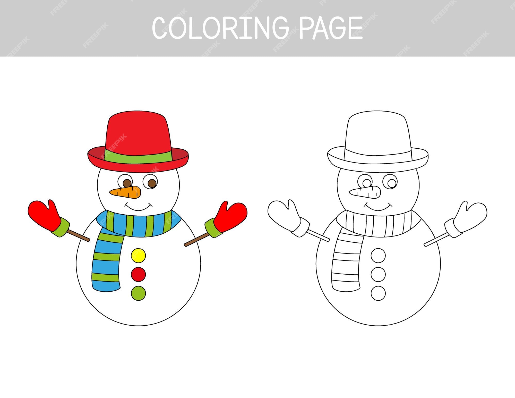 Premium vector color cute snowman worksheet for preschool kids coloring page for children winter educational game