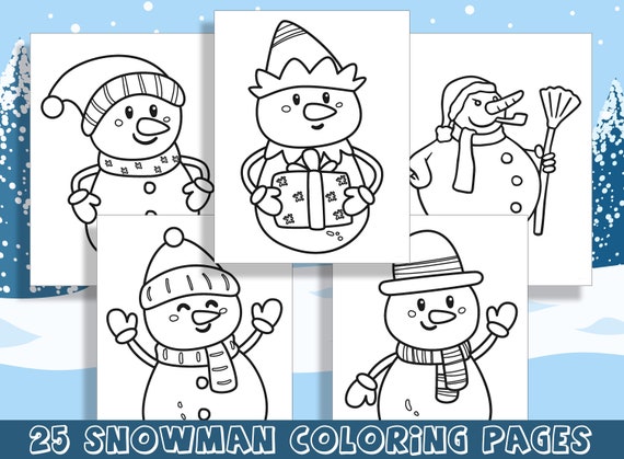 Adorable snowman coloring pages for preschool and kindergarten pdf file instant download