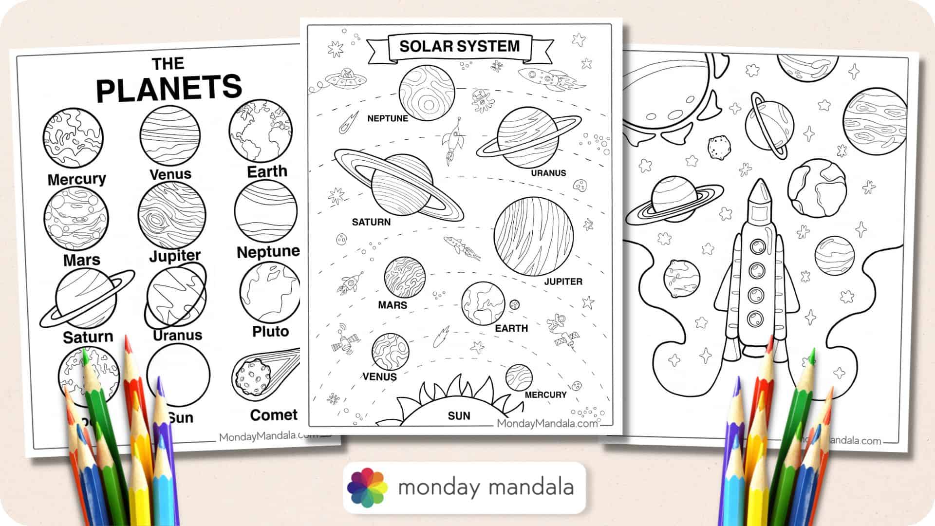 Solar system coloring pages free pdf printables