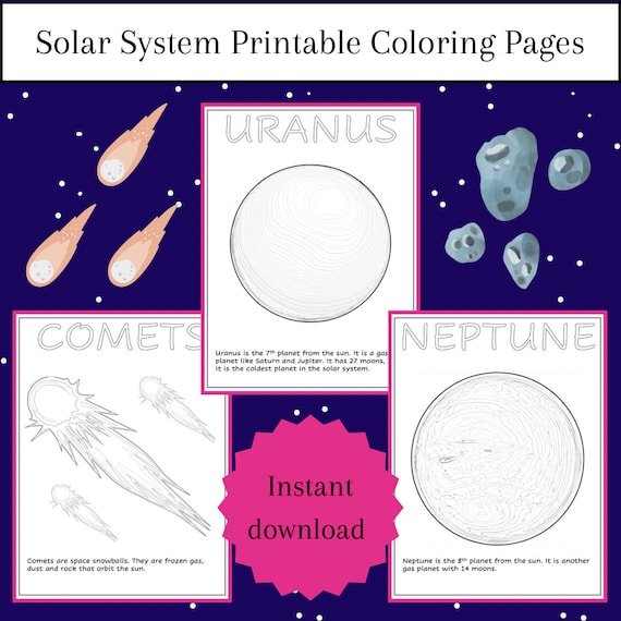 Solar system printable coloring book pages for preschool kindergarten and pre k download now