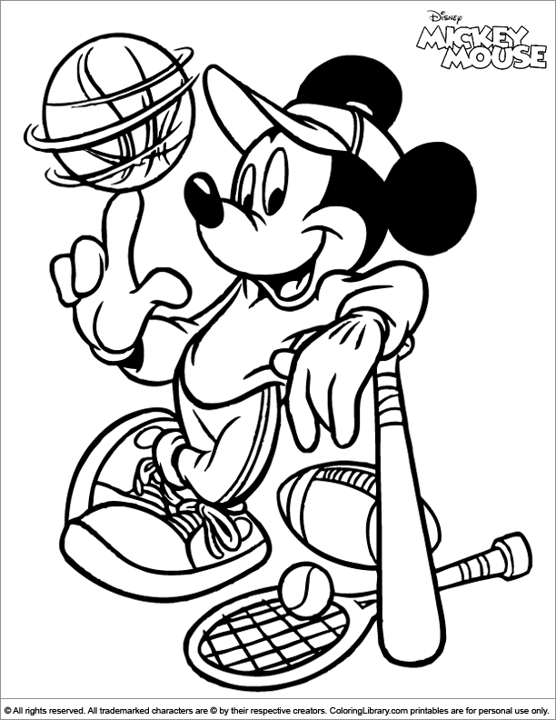 Mickey mouse coloring sheet mickey loves playing sports sports coloring pages mickey coloring pages mickey mouse coloring pages