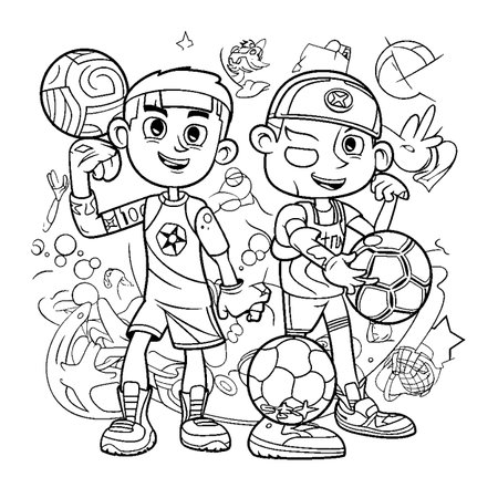 Kids sports coloring book cliparts stock vector and royalty free kids sports coloring book illustrations