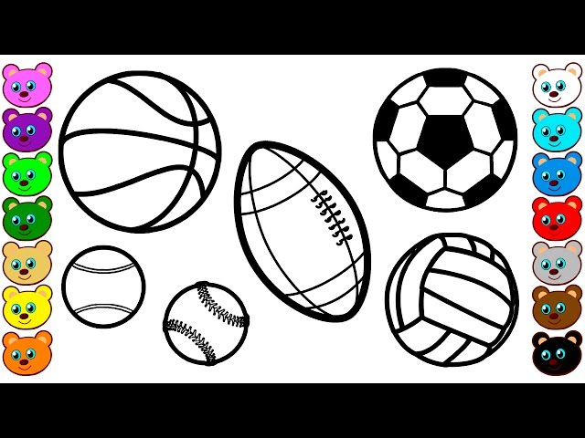 Sport balls coloring pages for kids