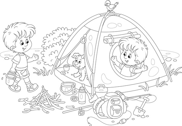 Thousand camping coloring page royalty