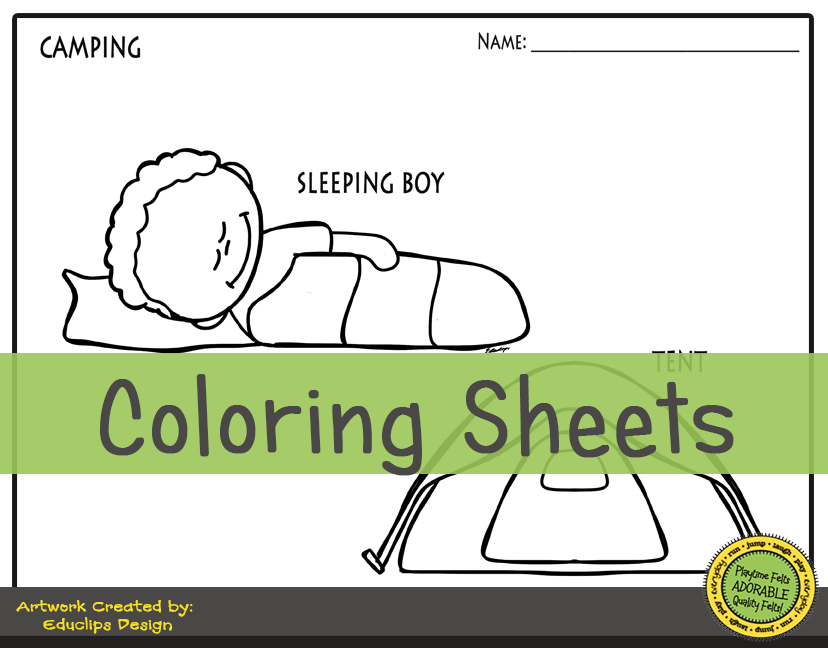 Lets go camping preschool printable worksheets for toddlers by playtime felts