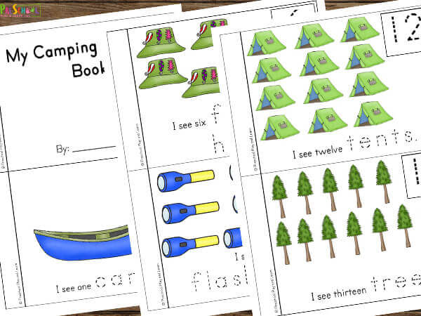 Ð free camping counting worksheets activity for preschoolers