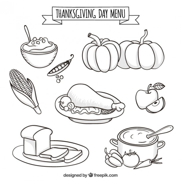 Free vector sketchy thanksgiving day menu
