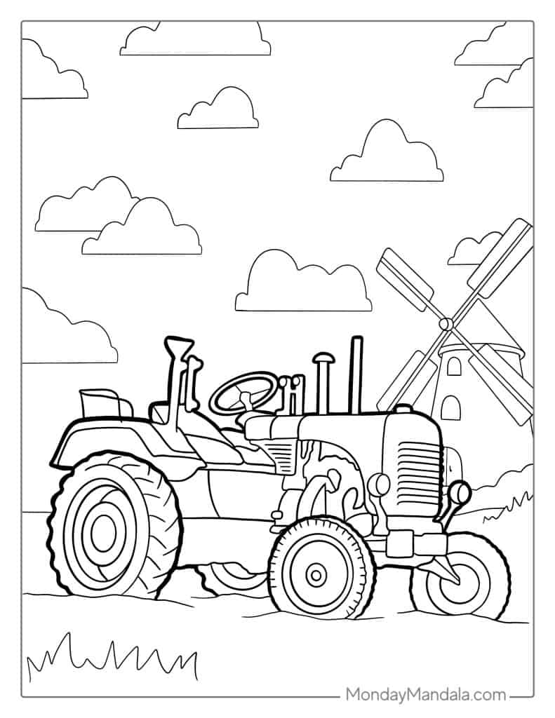 Tractor coloring pages free pdf printables