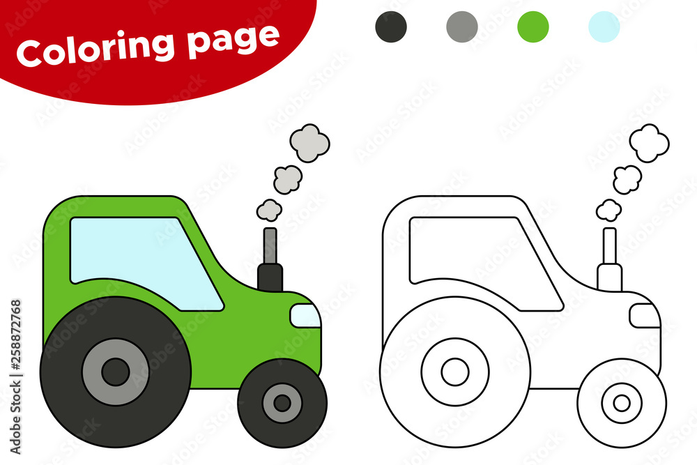 Vector illustration of cartoon tractor coloring book for preschool kids vector