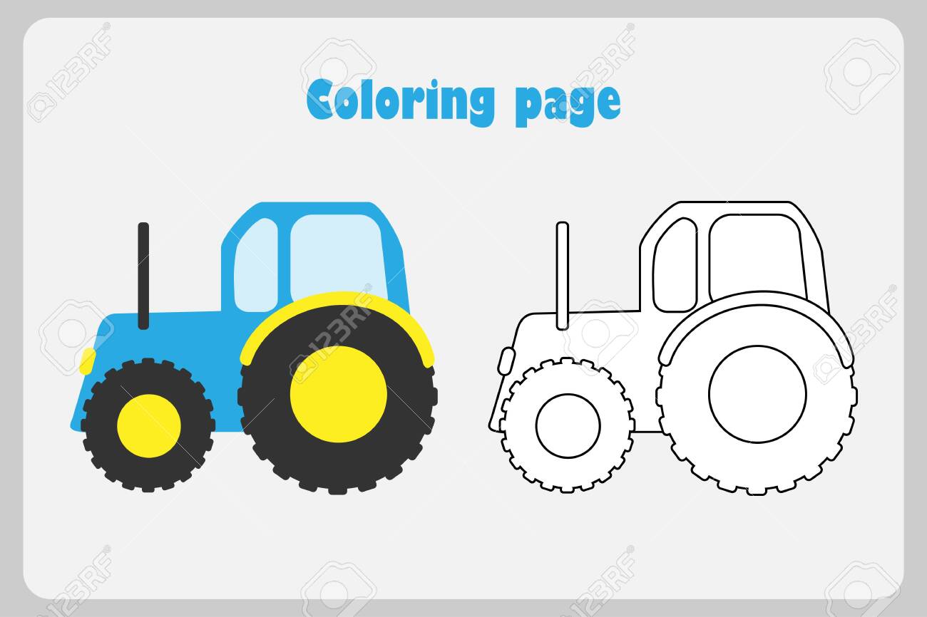 Tractor in cartoon style coloring page education paper game for the development of children kids preschool activity printable worksheet vector royalty free svg cliparts vectors and stock illustration image