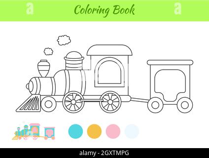 Coloring book train for children educational activity page for preschool years kids and toddlers with transport printable worksheet cartoon colorfu stock vector image art