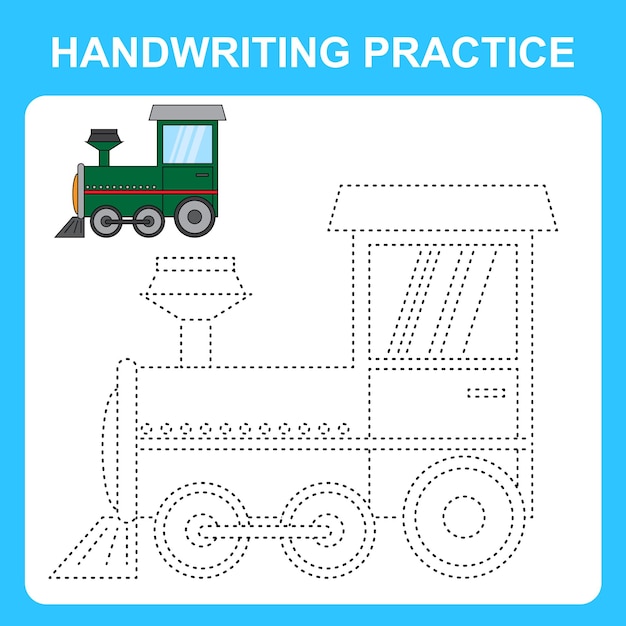 Premium vector handwriting practice trace the lines and color the train educational kids game coloring book sheet printable worksheet vector illustration