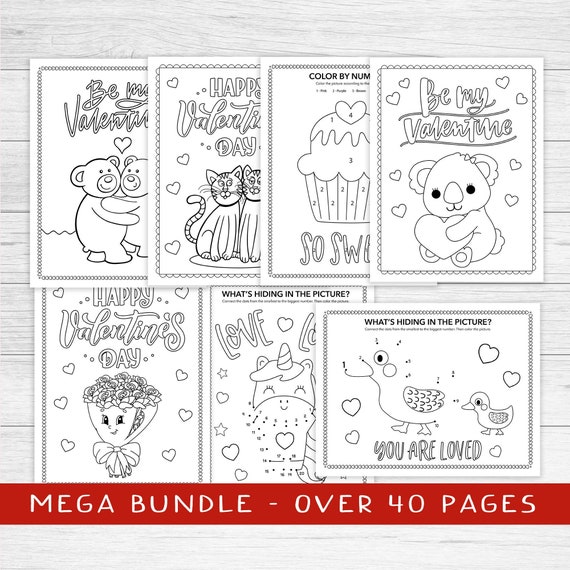 Kids valentine coloring sheets instant download valentines day coloring pages kindergarten kids colouring printable coloring pdf