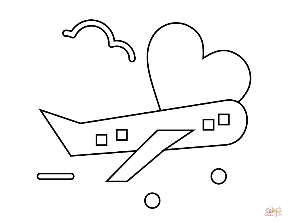 Valentines day airplane coloring page free printable coloring pages