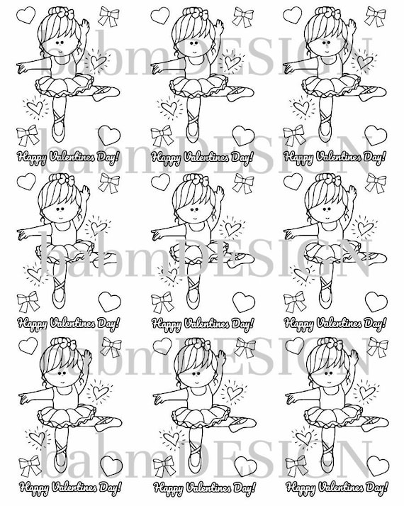 Valentine mini coloring sheet ballerina coloring sheet valentine goodie bag mini coloring sheet valentine ballerina color sheet