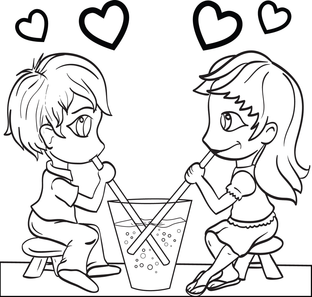 Printable valentines day couple coloring page for kids â
