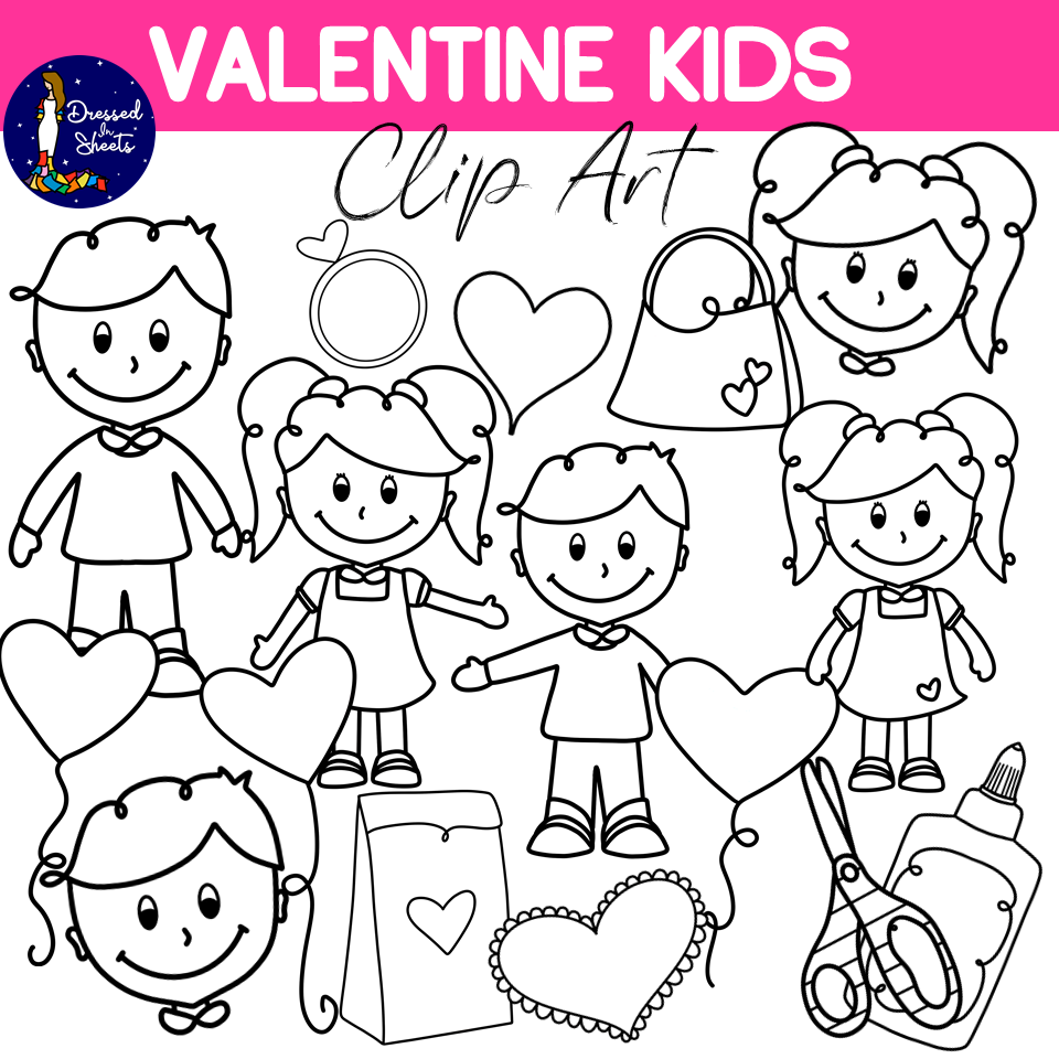 Valentine kids clip art made by teachers