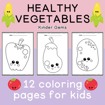 Vegetable coloring pages for preschool and kindergarten by kinder gems store