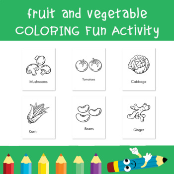 Fruits and vegetables name preschool coloring book fun activity coloring sheets