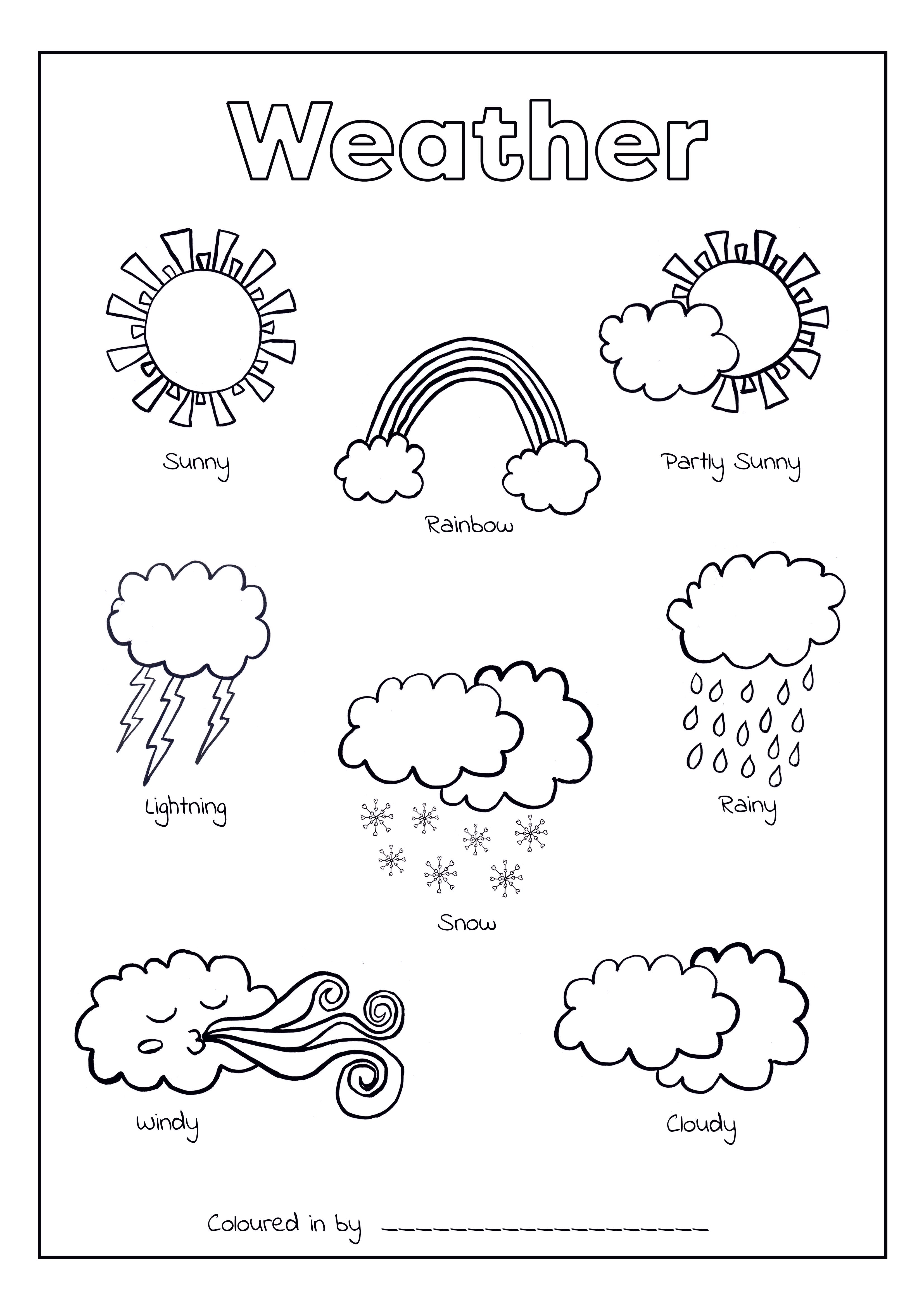 Weather colouring printable â