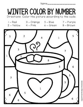 Color by number winter preschool worksheets by the keeper of the memories