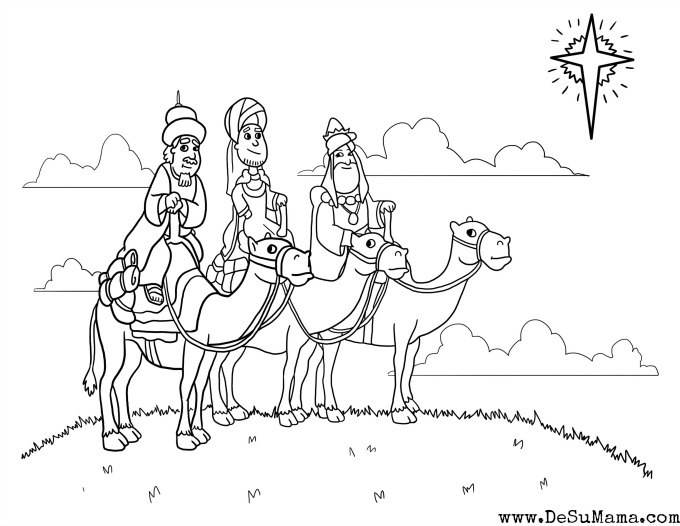 Three kings coloring pages for preschoolers