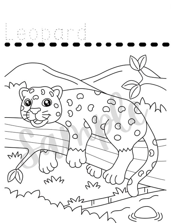 Set of customizable zoo animal theme coloring pages educational worksheets preschool homeschool kindergarten animal coloring pages