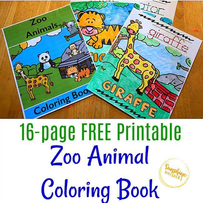 Free printable zoo animal coloring book for kids