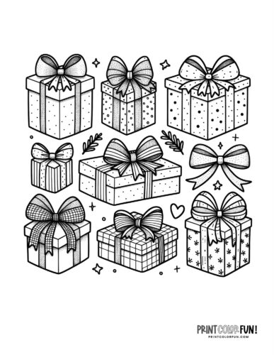 Christmas present clipart coloring pages plus quick easy activities you can do with em at