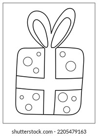 Cute gift box coloring page print stock vector royalty free