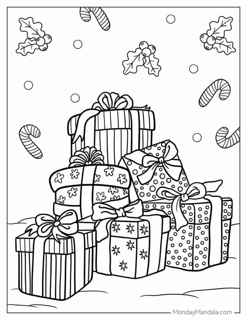 Christmas present coloring pages free pdf printables