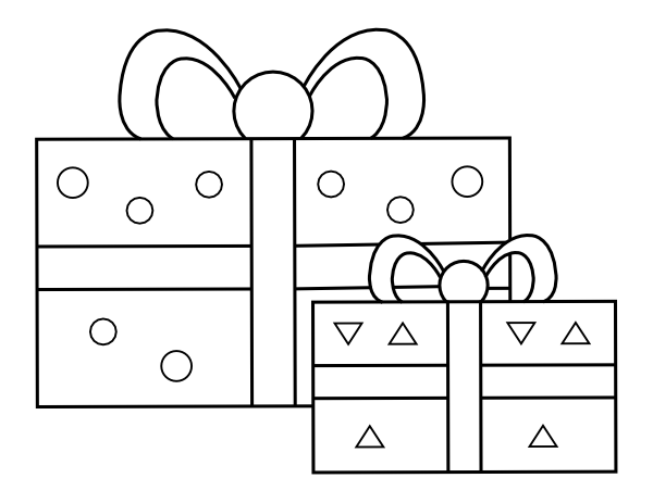 Printable wrapped christmas presents coloring page