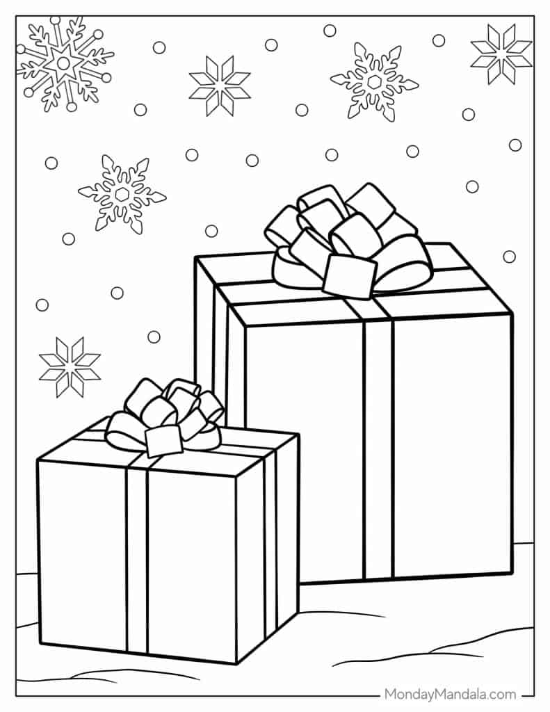 Christmas present coloring pages free pdf printables