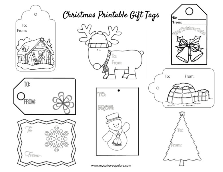 Free christmas gift tags to color